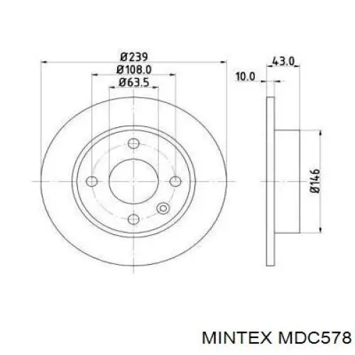 mdc578 Mintex freno de disco delantero