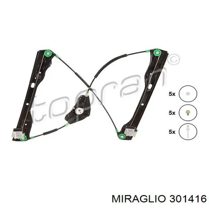 Mecanismo elevalunas delantero izquierdo Miraglio 301416 precio, desde 52,64 EUR