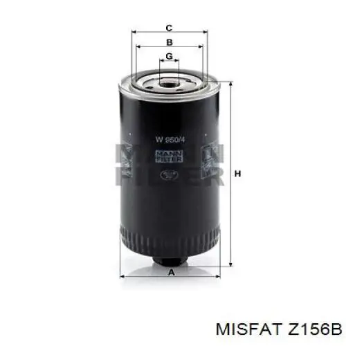 Z156B Misfat filtro de aceite