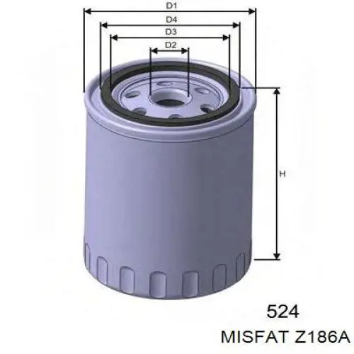 Z186A Misfat filtro de aceite