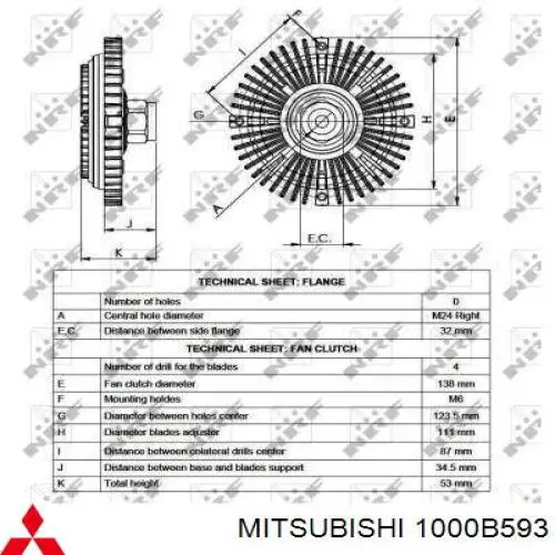 1000B593 Mitsubishi juego de juntas de motor, completo