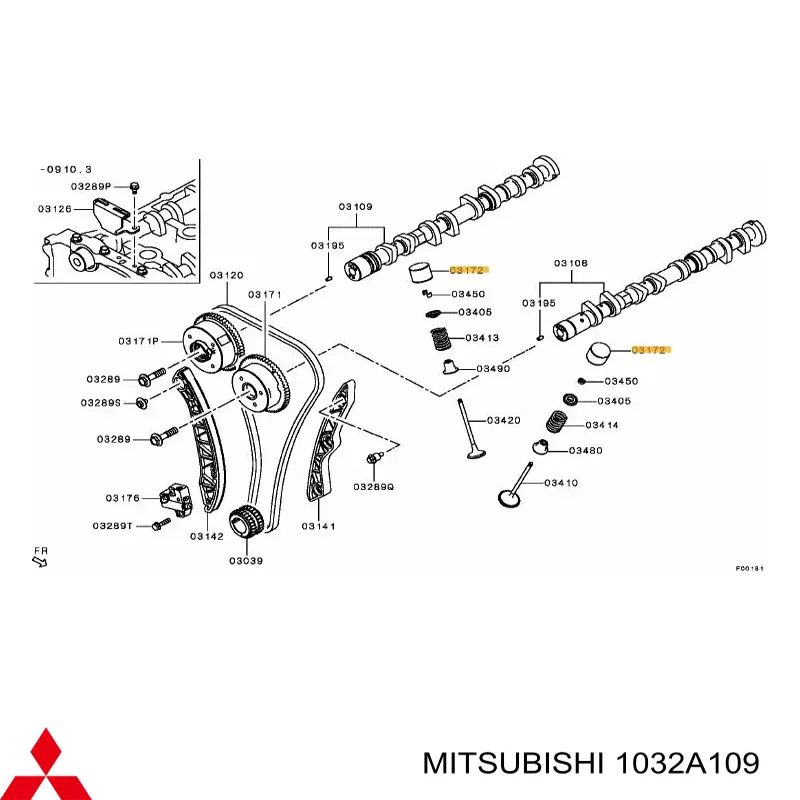 1032A109 Mitsubishi empujador de válvula