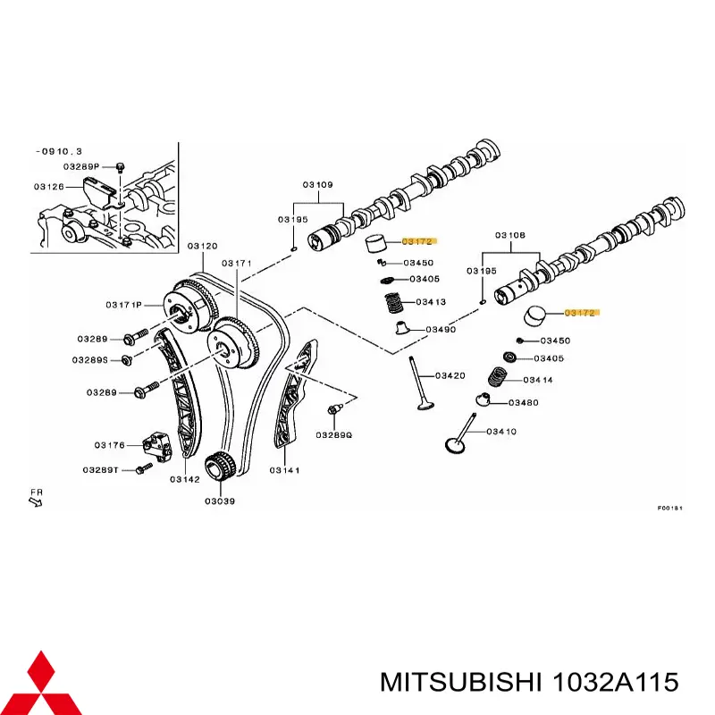 1032A115 Mitsubishi empujador de válvula