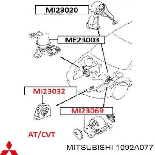 Soportes de motor trasero Mitsubishi 1092A077 precio, desde 19,66 EUR