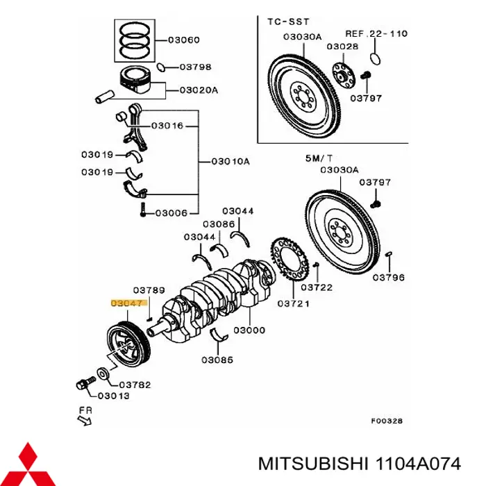 1104A074 Mitsubishi polea de cigüeñal