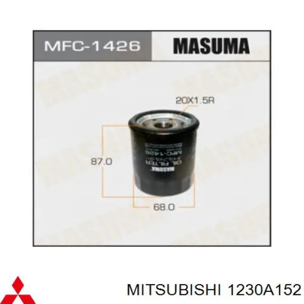 Filtro de aceite Mitsubishi 1230A152 precio, desde 5,06 EUR