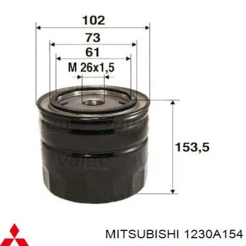 1230A154 Mitsubishi filtro de aceite