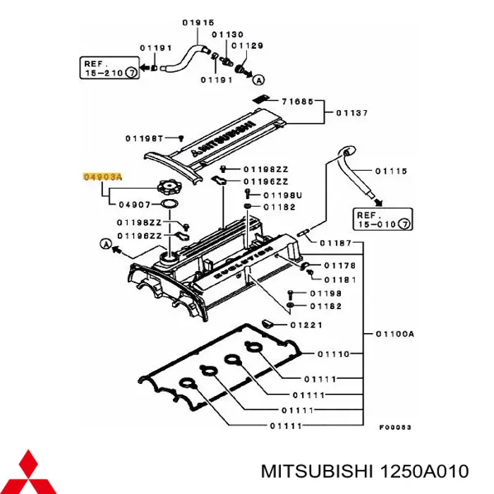 1250A010 Mitsubishi tapa de aceite de motor