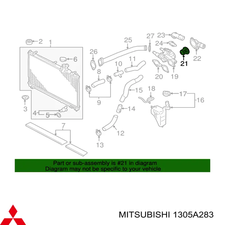 Termostato refrigerante Mitsubishi 1305A283