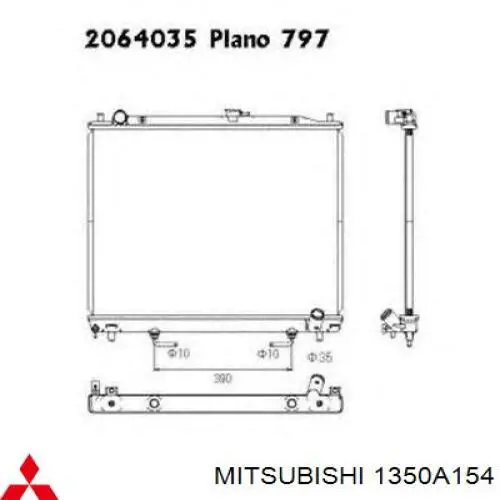 Água radiador Mitsubishi 1350A154 precio, desde 170,83 EUR