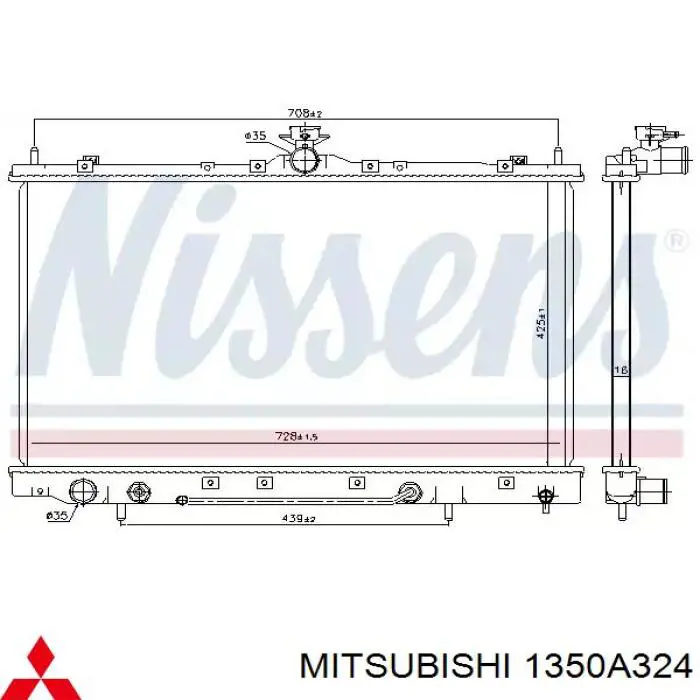 1350A324 Mitsubishi radiador refrigeración del motor