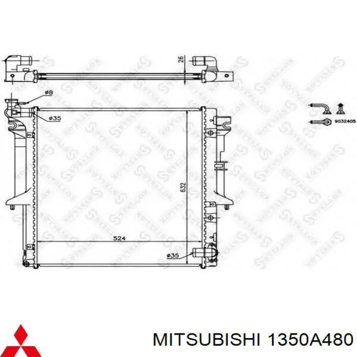 1350A480 Mitsubishi radiador refrigeración del motor