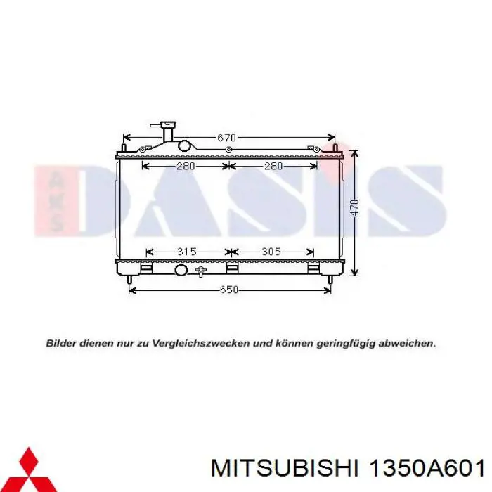 1350A601 Mitsubishi radiador refrigeración del motor