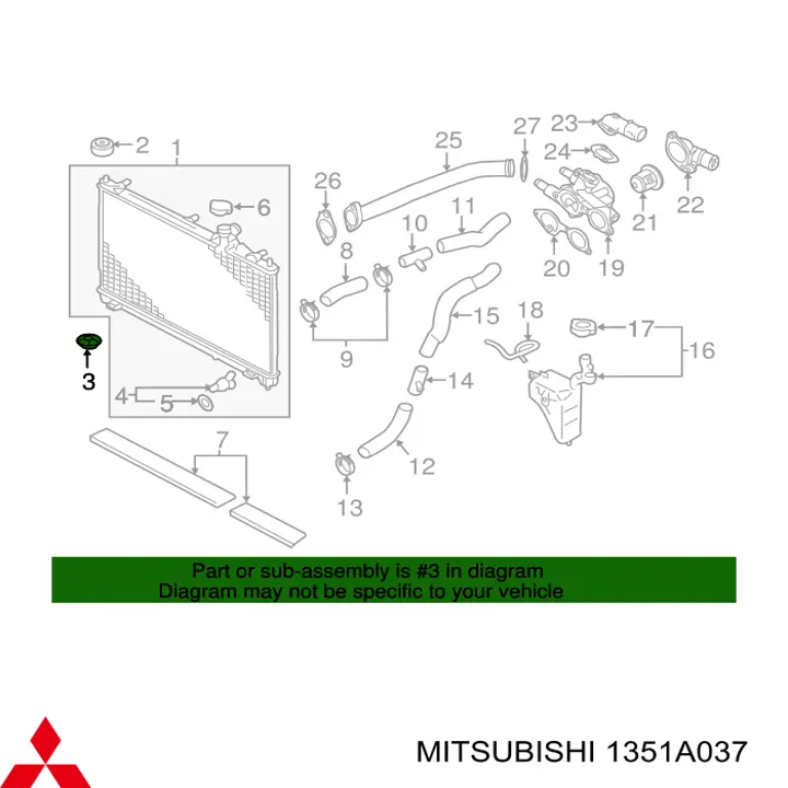 Soporte inferior de fijación del radiador Mitsubishi 1351A037 precio, desde 7,56 EUR