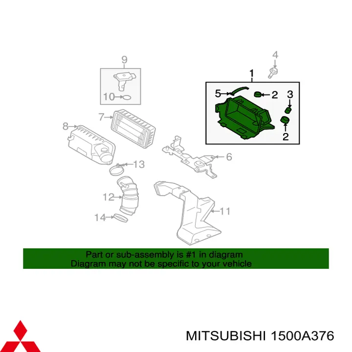 Caja del filtro de aire, parte inferior Mitsubishi 1500A376 precio, desde 94,34 EUR