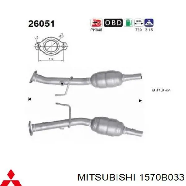 Catalizador Mitsubishi 1570B033 precio, desde 318,57 EUR