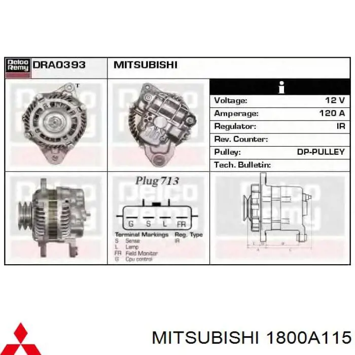 1800A115 Mitsubishi alternador