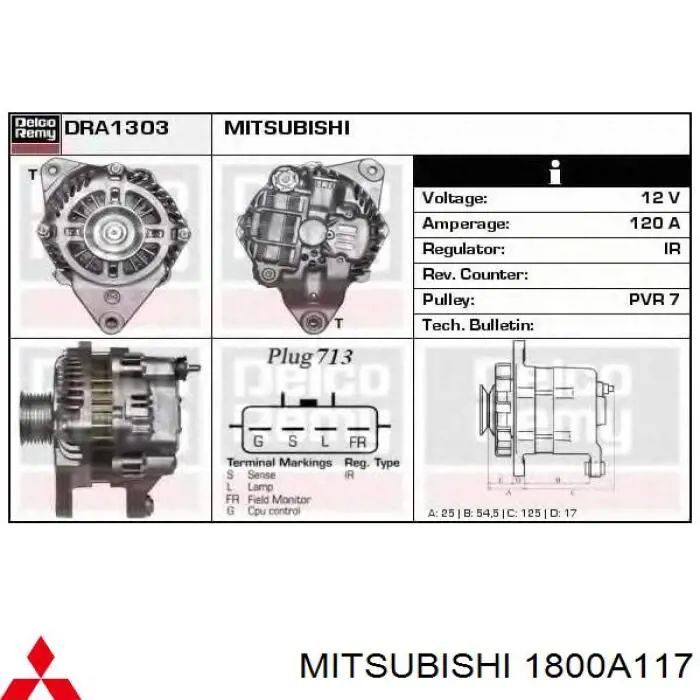 1800A117 Mitsubishi alternador