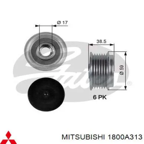 1800A313 Mitsubishi Rueda libre alternador 