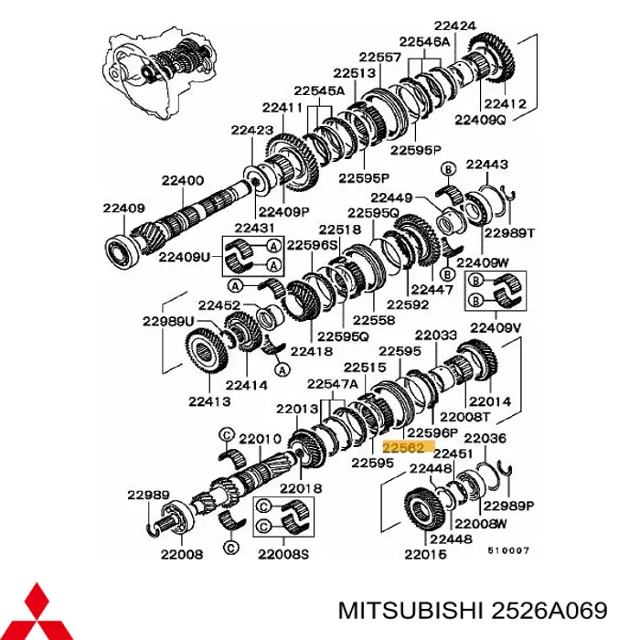 2526A069 Mitsubishi embrague sincronizador, carrera exterior 3/4a marcha