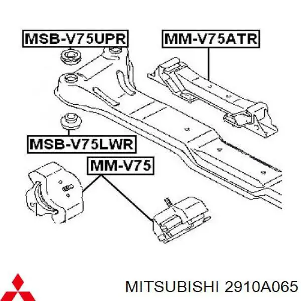 2910A065 Mitsubishi bloqueo silencioso (almohada De La Viga Delantera (Bastidor Auxiliar))