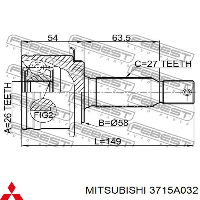 Árbol de transmisión trasero derecho para Mitsubishi Outlander 