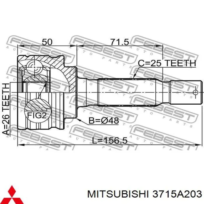 Árbol de transmisión trasero izquierdo para Mitsubishi Outlander (CW)