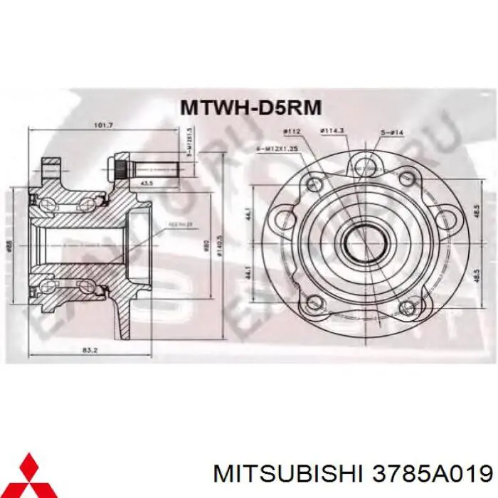 Cubo de rueda trasero 3785A019 Mitsubishi