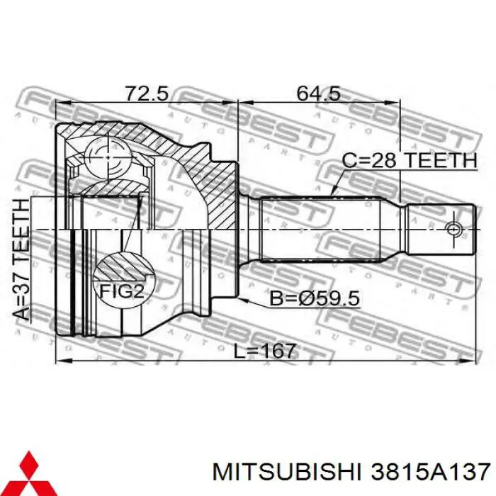 Semieje delantero izquierdo Mitsubishi 3815A137 precio, desde 126,58 EUR