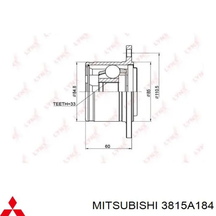 3815A184 Mitsubishi junta homocinética interior delantera derecha