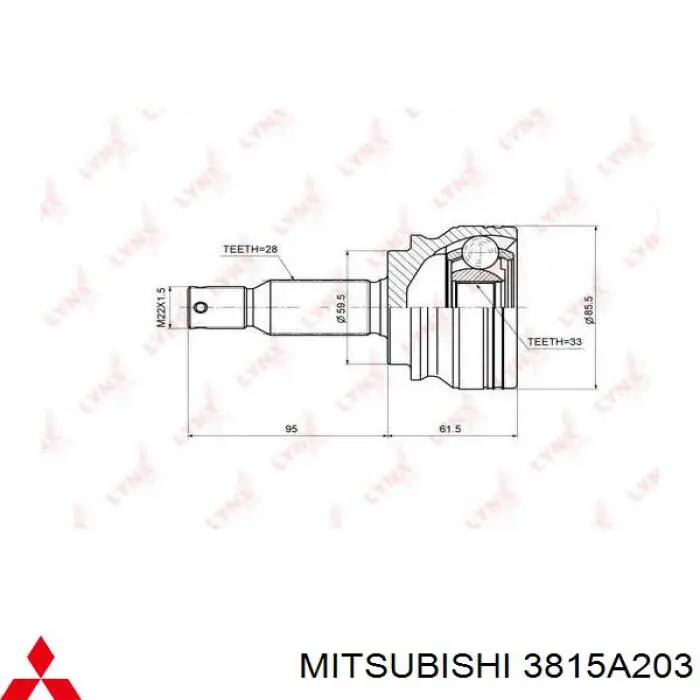 3815A203 Mitsubishi árbol de transmisión delantero izquierdo
