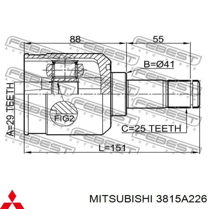 3815A226 Mitsubishi junta homocinética interior delantera