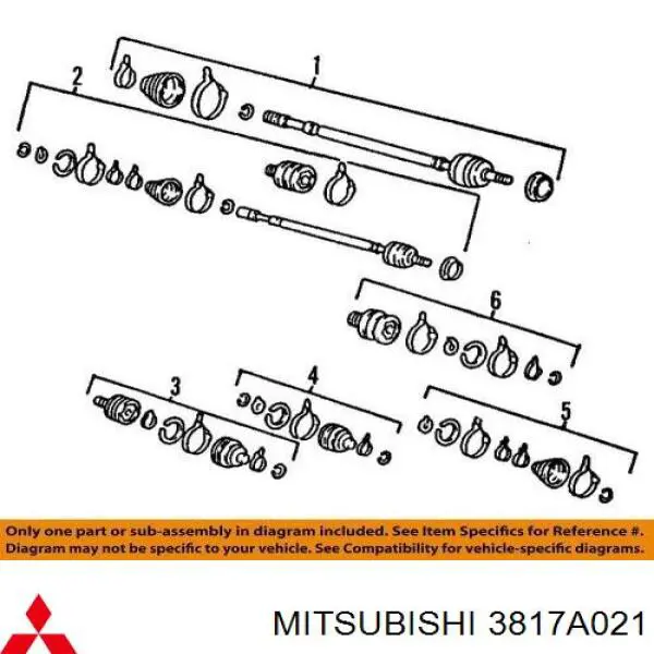 3817A021 Mitsubishi fuelle, árbol de transmisión delantero interior derecho