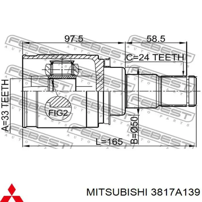 Junta homocinética interna delantera izquierda Mitsubishi 3817A139 precio, desde 51,53 EUR