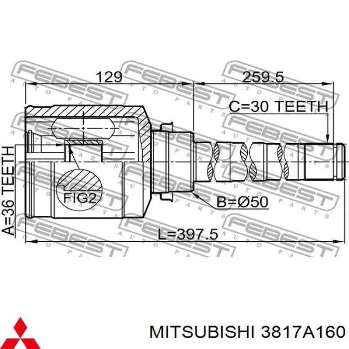Comprar 3817A160 Mitsubishi Junta homocinética interna delantera derecha