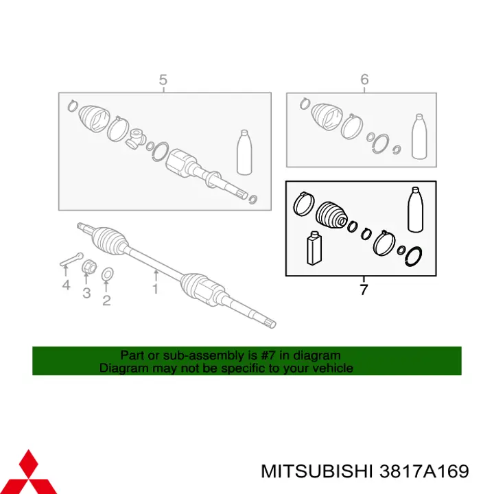 Fuelle, palier delantero exterior Mitsubishi 3817A169 precio, desde 10,82 EUR