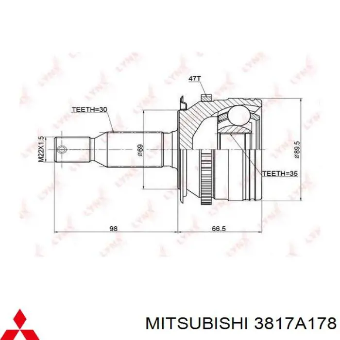 Semieje delantero derecho Mitsubishi 3817A178 precio, desde 881,84 EUR