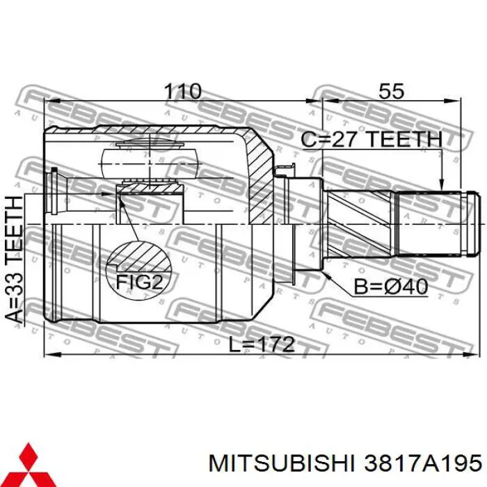 Comprar 3817A195 Mitsubishi Junta homocinética interna delantera izquierda