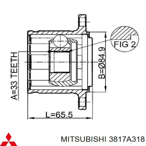 3817A318 Mitsubishi junta homocinética interior delantera derecha