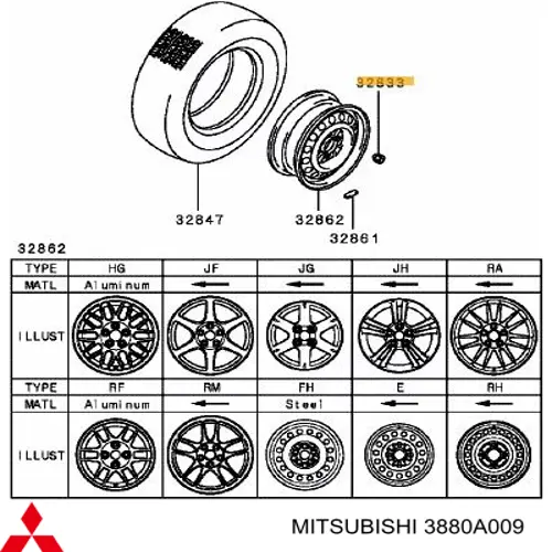 3880A009 Mitsubishi tuerca de rueda