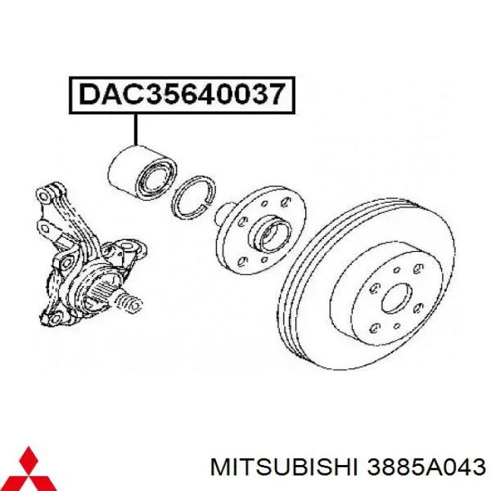 3885A043 Mitsubishi cojinete de rueda delantero