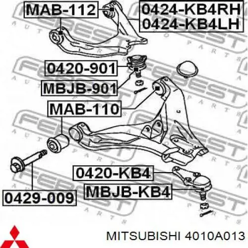 4010A013 Mitsubishi barra oscilante, suspensión de ruedas delantera, superior izquierda