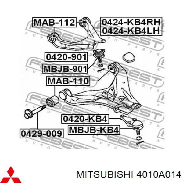 Brazo superior derecho de la suspensión delantera Mitsubishi 4010A014 precio, desde 66,10 EUR