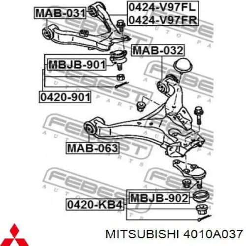 Brazo de suspensión delantera, superior izquierda Mitsubishi 4010A037 precio, desde 40,61 EUR