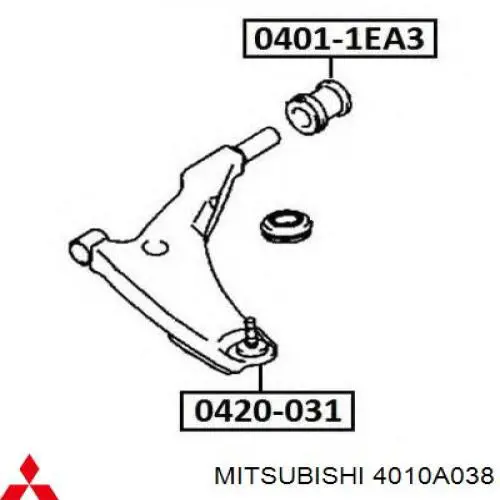 Brazo superior derecho de la suspensión delantera Mitsubishi 4010A038 precio, desde 87,12 EUR