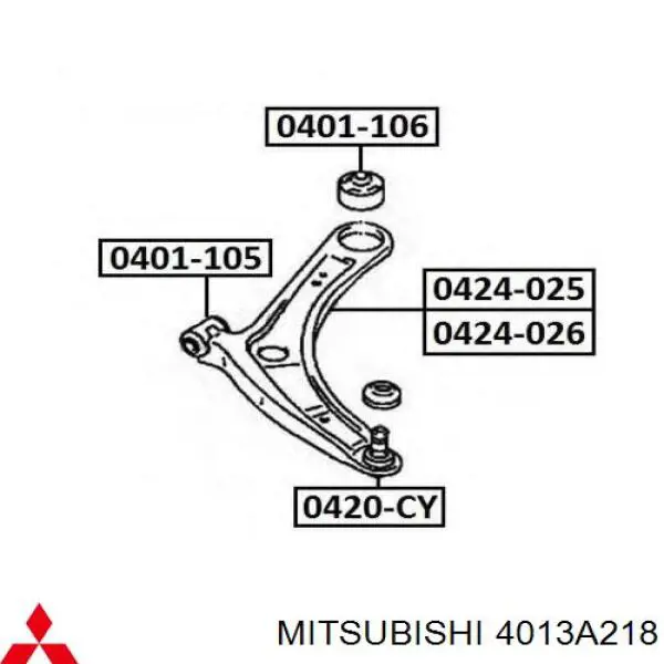 Brazo inferior derecho de la suspensión delantera Mitsubishi 4013A218 precio, desde 57,08 EUR