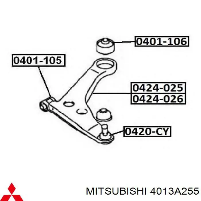 4013A255 Mitsubishi barra oscilante, suspensión de ruedas delantera, inferior izquierda