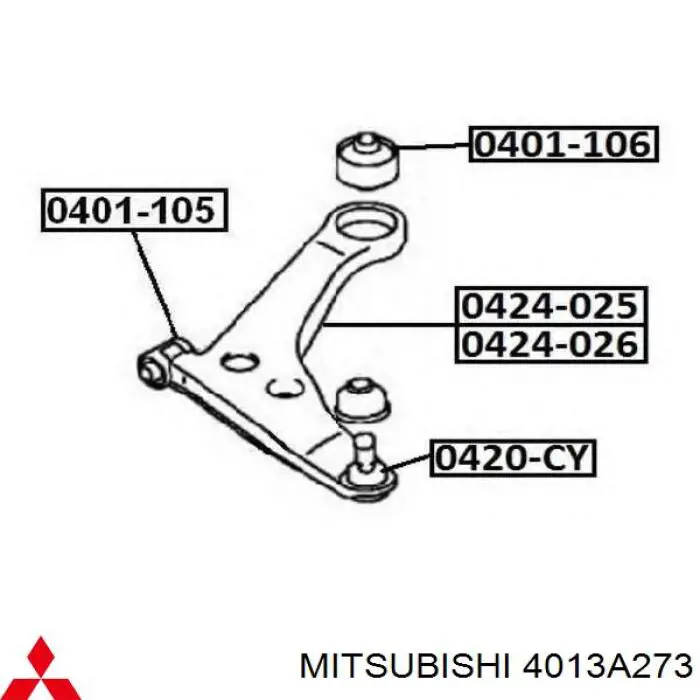 4013A273 Mitsubishi barra oscilante, suspensión de ruedas delantera, inferior izquierda