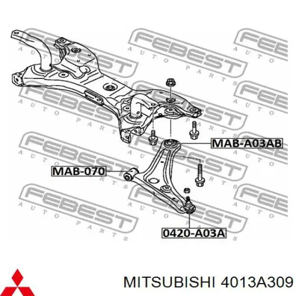 4013A309 Mitsubishi barra oscilante, suspensión de ruedas delantera, inferior izquierda