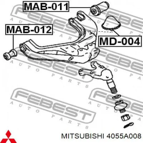 Comprar 4055A008 Mitsubishi Tope del brazo de suspensión delantero inferior